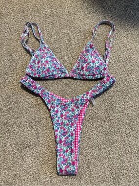 Womens Floral Pink & Blue Swimsuits set of 2